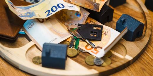 A model house with coins