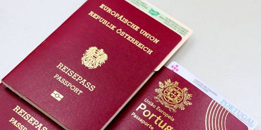 A passport and travel documents